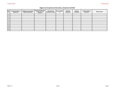 Isms F 27 Registro De Cumplimiento Normativo Y Estatutario Pdf