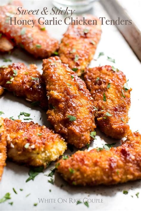 Honey Garlic Chicken Strips Recipe Sweet And Sticky Chicken Tenders