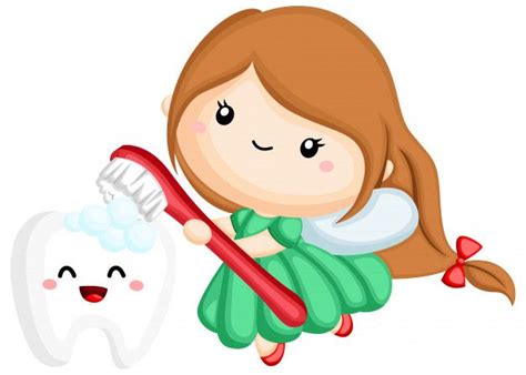 Premium Vector A Tooth Fairy Brushing A Tooth With A Brush Em