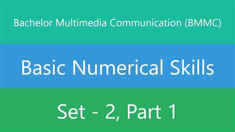 Bachelor Multimedia Communication BMMC Basic Numerical Skills Set