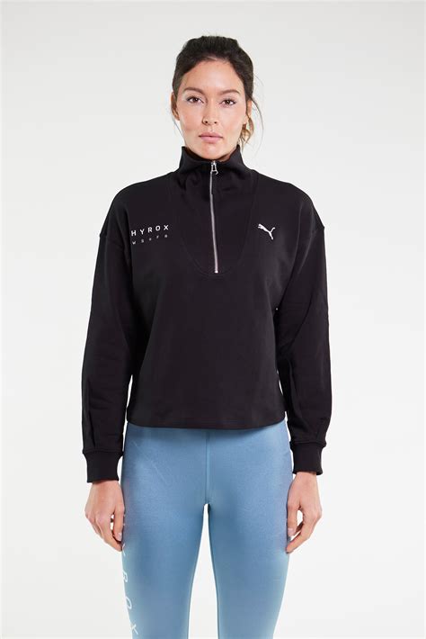 Her High Neck Half Zip Black Hyroxworld Shop