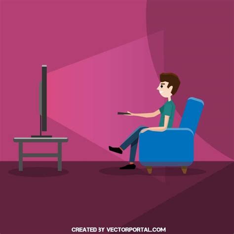 Man watching TV Royalty Free Stock SVG Vector and Clip Art