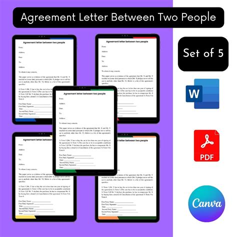 Agreement Letter Between Two People Sample With Examples