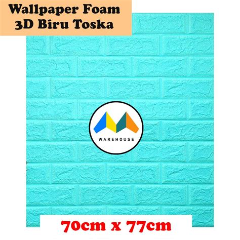 Jual MW Wallpaper Foam Biru Toska Bata 3D Bata Warna Biru Toska Premium