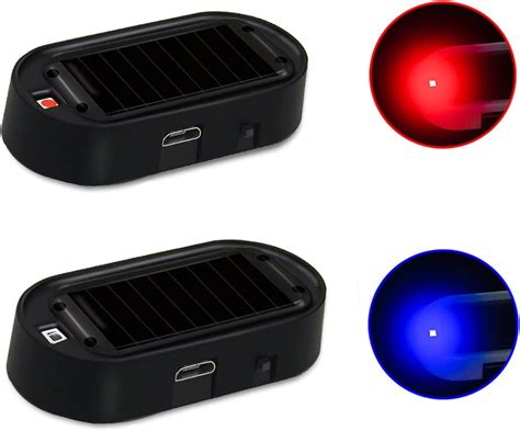 Ankia 2pcs Solar Power Fake Car Alarm Led Light Simulated Dummy Warning Anti Theft