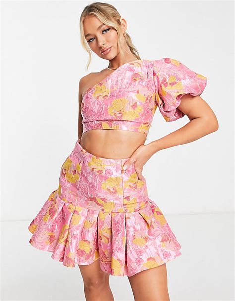 Asos Luxe Co Ord Jacquard Set In Pink Asos