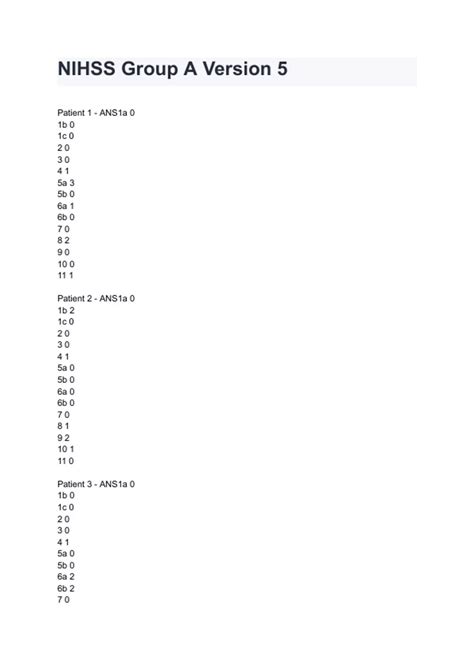 NIHSS Group A Version 5 Graded A 2024 2025 NIH Stroke Scale NHISS