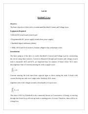 Lab Docx Lab III Kirchhoff S Laws Objective The Basic Objective Of