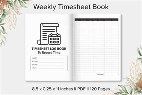 Weekly Timesheet Logbook KDP Interior Graphic By Tshirtado Creative