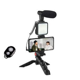 Professional Vlog Kit with Tripod LED Light Microphone and Phone Holder ...