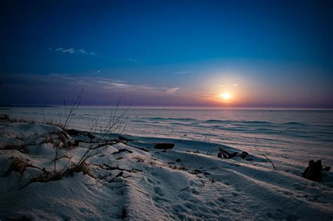 Frozen sunset over Lake Erie [2048×1365] – Wallpaperable