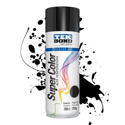 Tinta Spray Alta Temperatura Preto Brilhante 350ml Tekbond Brama