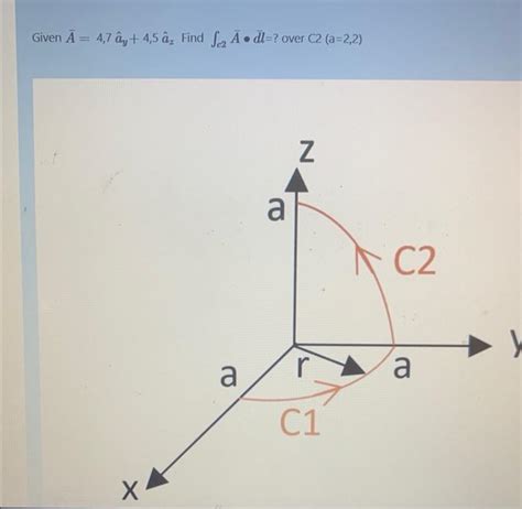 Solved Given Aˉ 4 7a Y 4 5a Z Find ∫c2aˉ∙dl Over C2