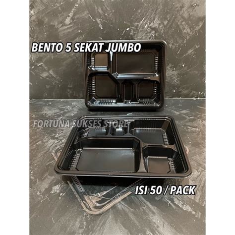 Jual ISI 50set Mika Bento 5 Sekat Jumbo Bento Box 5 Sekat Jumbo