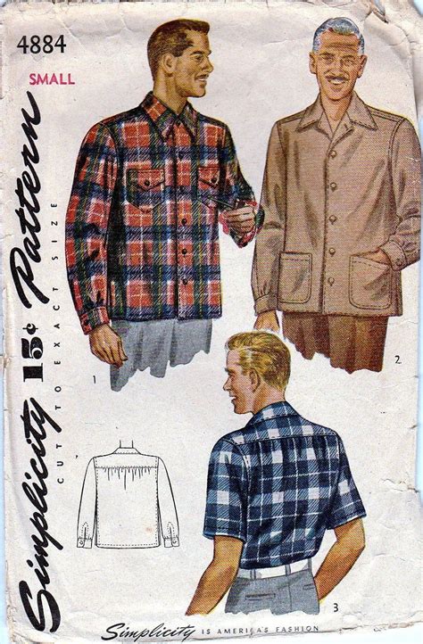 1940s Mens Shirt Sewing Pattern 40s Outdoor Flannel Vintage Etsy Shirt Sewing Pattern