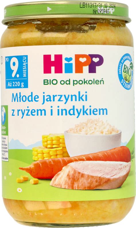 Hipp Młode jarzynki z ryżem i indykiem BIO obiadek dla dzieci 220 g