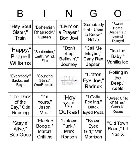 Pop Culture Bingo Card