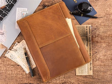 Leather Compendium Retro Leather Portfolio Professional Etsy