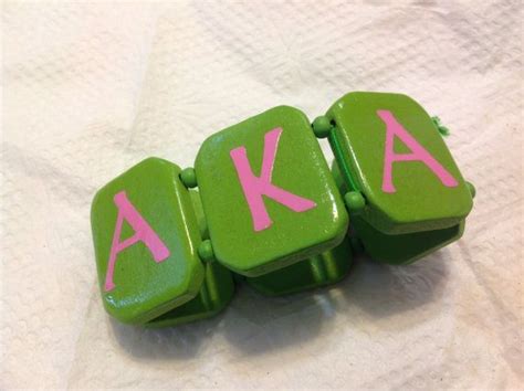 AKA Alpha Kappa Alpha Green Stretch Wood Bracelet With Pink | Etsy ...