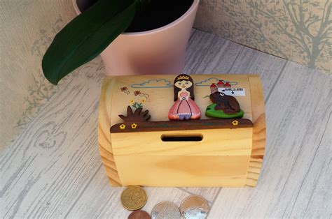 Childrens wooden money box, personalised money box, princess money box ...