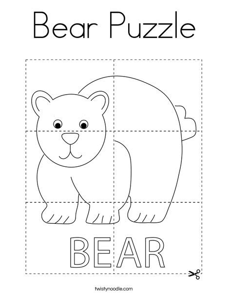 Bear Puzzle Coloring Page Twisty Noodle