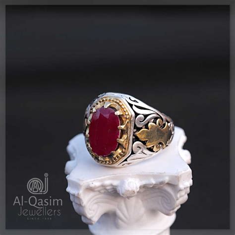 Ruby Silver Persian Ring | With Genuine African Stone | Manak