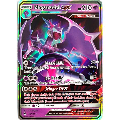 Pokemon Naganadel GX 56 131 Forbidden Light Ultra Rare Full Art Card