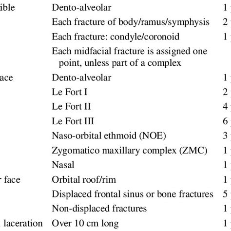 Facial Injury Severity Scale Fiss Download Scientific Diagram