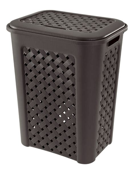 Tontarelli Arianna Laundry Hamper Basket With Lid 50 Ltr Brown