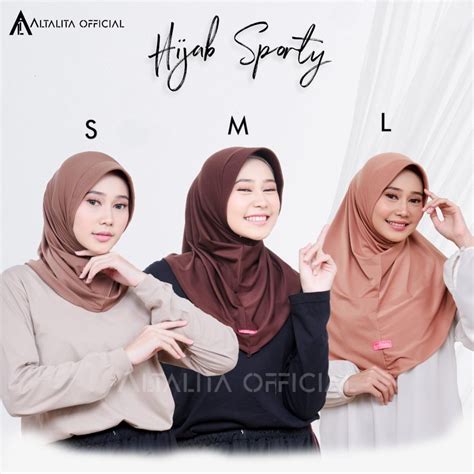 Jual Altalita Jilbab Sport Bergo Instan All Size Ukuran S M L Jersey