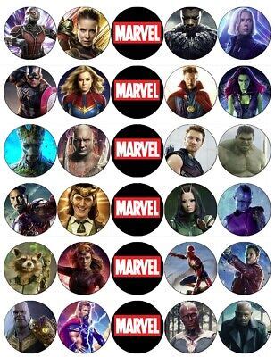 MARVEL AVENGERS X 30 Cupcake Toppers Edible Wafer Paper Fairy Cake