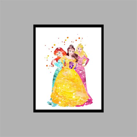 Princesses Disney Art Print Digital Files decor nursery room - Inspire Uplift