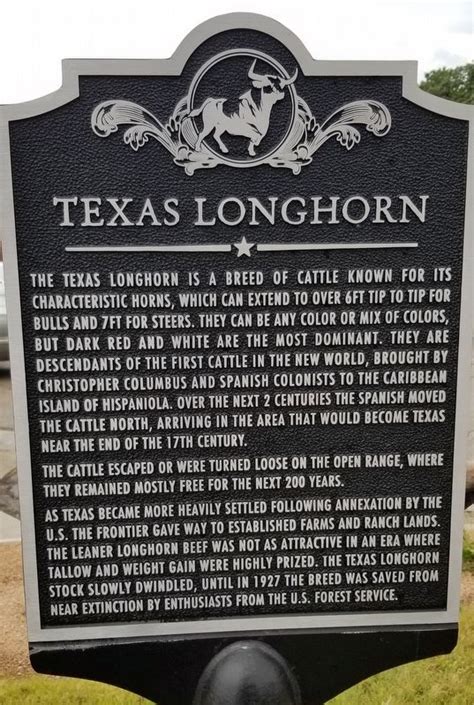 Texas Longhorn Historical Marker