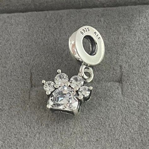 2022 Pandora New Sparkling Pet Paw Print Dangle Charm Fits All Pandora