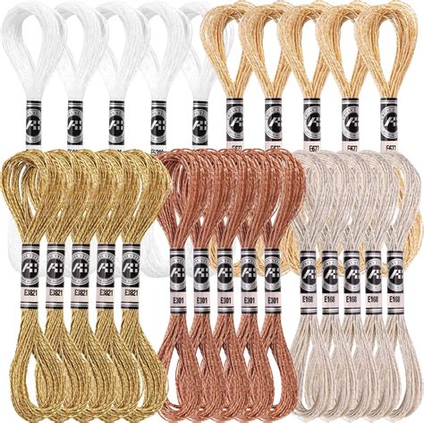 Caydo 25 Skeins Metallic Embroidery Floss 5 Colors Glitter Embroidery