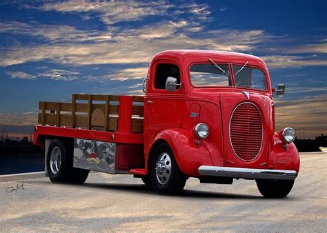 1939 Ford Cabover Flatbed Truck Greeting Card By Dave Koontz