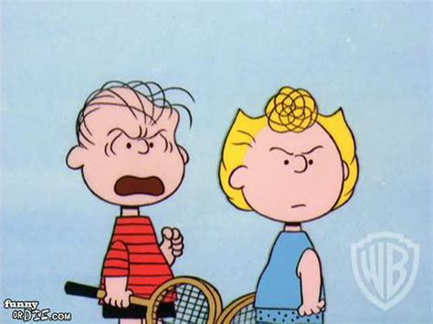 Sally And Linus Arguing With Someone While Playing Tennis Charlie