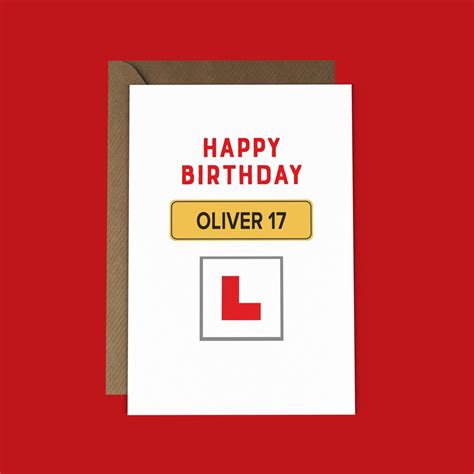 Th Birthday Driving Card L Plate Personalised Card Number Plate