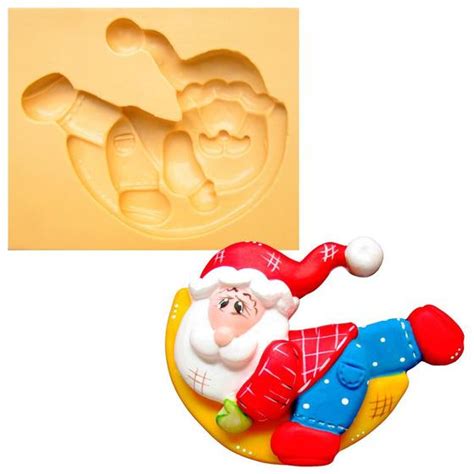 Molde De Silicone Para Biscuit Casa Da Arte Modelo Papai Noel Na Lua