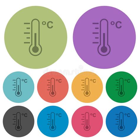 íconos Con Marco Plano De Temperatura Media Termómetro Ilustración del