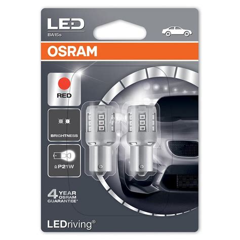 Osram LED Standard P21W 12V 3W BA15S Red Blister BBN E Shop