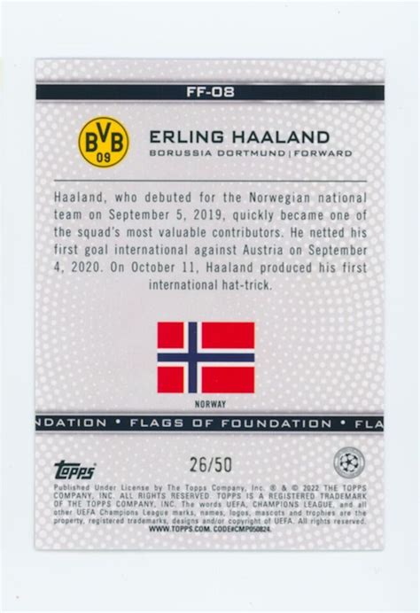 Erling Haaland Topps Jade Edition Gold Foil Borussia Dortmund