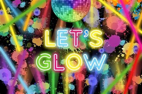 Neon Glow Birthday Party Backdrop Glow In The Dark Colorful Graffiti