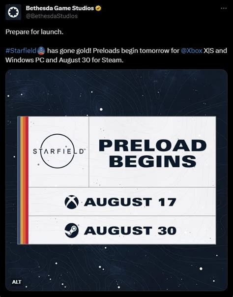 Starfield Has Gone Gold Preload Dates For Xbox And PC Revealed