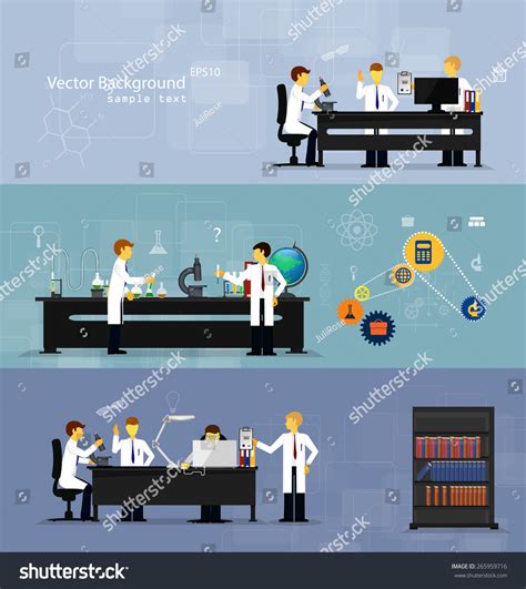 Vector Illustrations Scientists Laboratories Conducting Research Stock Vector Royalty Free