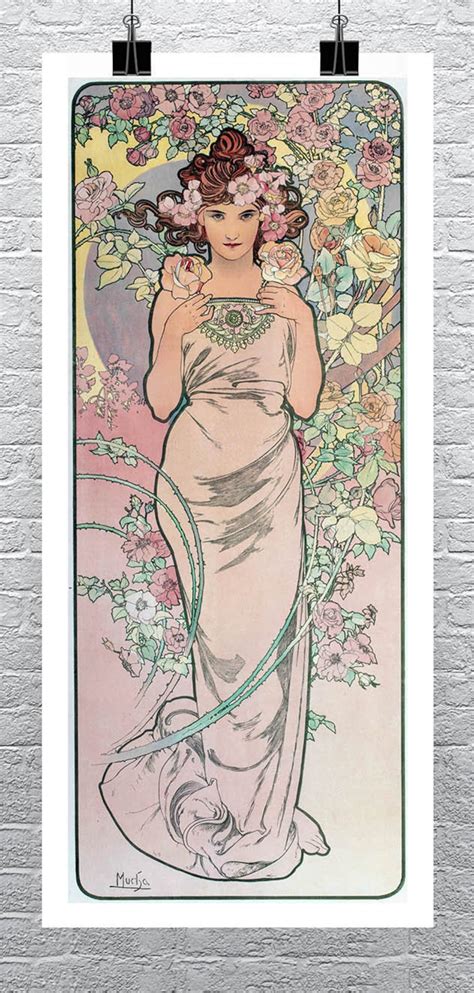 Rose Alphonse Mucha Art Nouveau Fine Art Giclee Print On Etsy