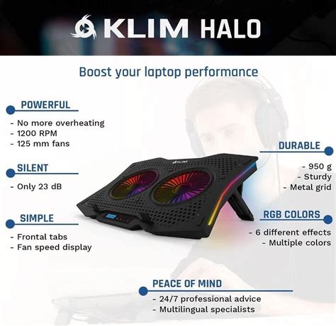 New Arrival Klim Halo Laptop Cooling Pad With Rgb Backlighting New