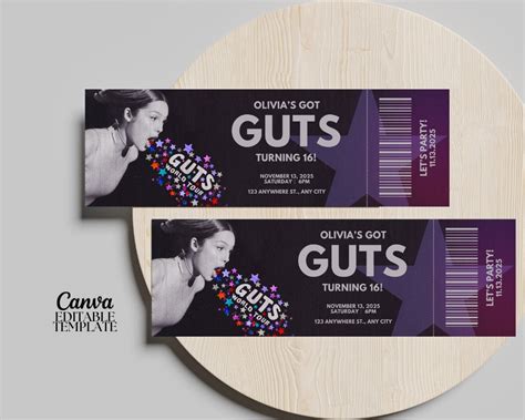 Guts Ticket Invitation Olivia Rodrigo Concert Ticket Invitation