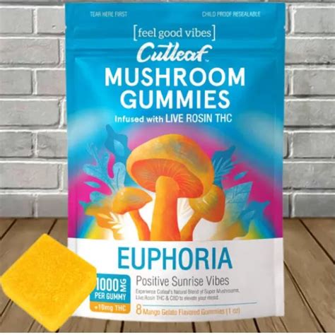 Cutleaf Mushroom Gummies Euphoria Blend 1000mg Tenvape