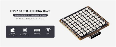 Waveshare Esp32 S3 Matrix Development Board Onboard 8×8 Rgb Led Matrix